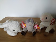 TY BEANIE BABIES FLEECE 1996, EWEY 1998 LAMBS & GOATEE THE GOAT 1998! TAGS. VGC