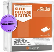 HOSPITOLOGY PRODUCTS Mattress Encasement - Zippered Bed Bug Dust Queen, White 