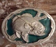 1994 The Great American Buckle Co Belt Buckle USA Bass Fish Fishing Angler Dad