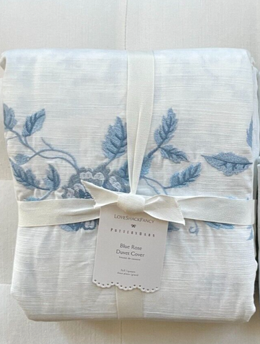 Pottery Barn LOVE SHACK FANCY Full Queen Duvet Cover Blue Rose NWT - Picture 4 of 8