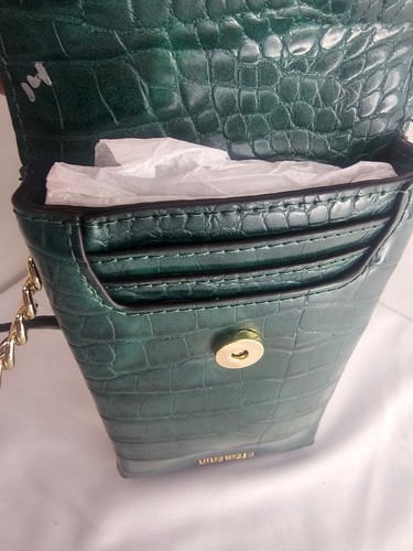 New Nine West Astoria Mini Crossbody Greenl purse snap closure gold accent chain - Picture 10 of 11