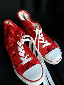 red sequin tennis shoes