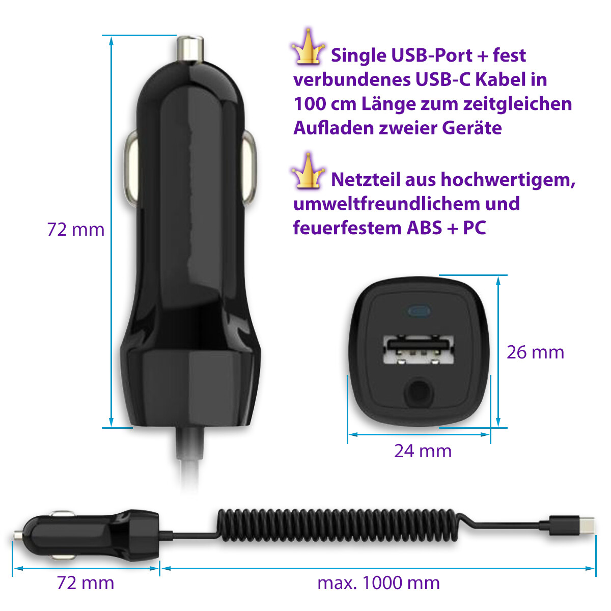 Auto Ladegerät für Samsung Galaxy A56 A55 A54 Ladekabel Lade Kabel KFZ USB-C 