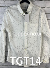 Men Every Wear Long Sleeve Button-Down Shirt-Goodfellow  Co White Microprint, M