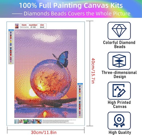 4 Pièces Peinture Diamant 5D Kit Complet de Peinture Diamant Broderie Diamant... - 第 3/9 張圖片