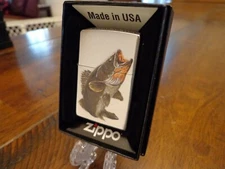 SEA BASS FISH JUMPING ZIPPO LIGHTER MINT IN BOX