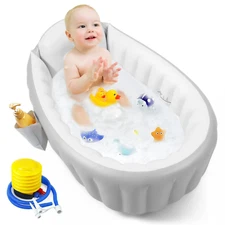 Pandaear Inflatable Baby Bathtub Toddler Tub for Shower, Collapsible Portable Ba