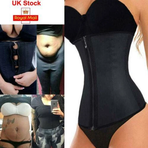 UK LATEX Waist Trainer Cincher Girdle Long Torso Shaperwear Tummy Control Shaper - Picture 12 of 23
