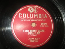 Jimmy Boyd - I Saw Mommy Kissing Santa Claus / Thumbelina 1952 Shellac, 10" Colu