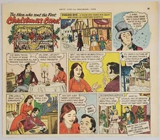 1953 Magazine Comic Strip First Christmas Card Sent 1842 Couple Start Tradition