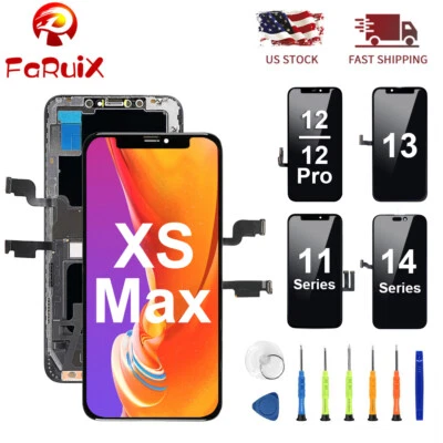 FARUIX For iPhone 11 12 13 14 PRO XS MAX MINI PLUS LCD Touch Screen /Replaceme Tools