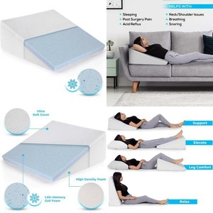 Healthex Bed Wedge Pillow Cooling Gel Memory Foam Top ...