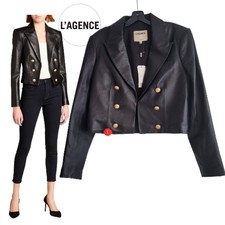 L'agence New Inez Bikercore Tailored Lamb Leather Cropped Jacket 12
