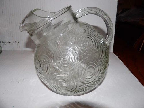 Anchor Hocking Fire King Target Bulls Eye Tilt Ball Circles 1940s Pitcher MCM