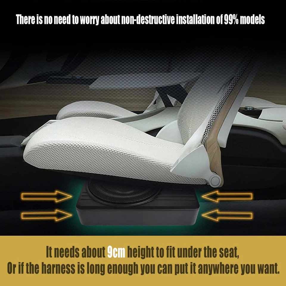 10" Subwoofer Under-Seat 600W Amplifier Speaker Audio Sub Woofer Slim Built-in - image 3 of 4