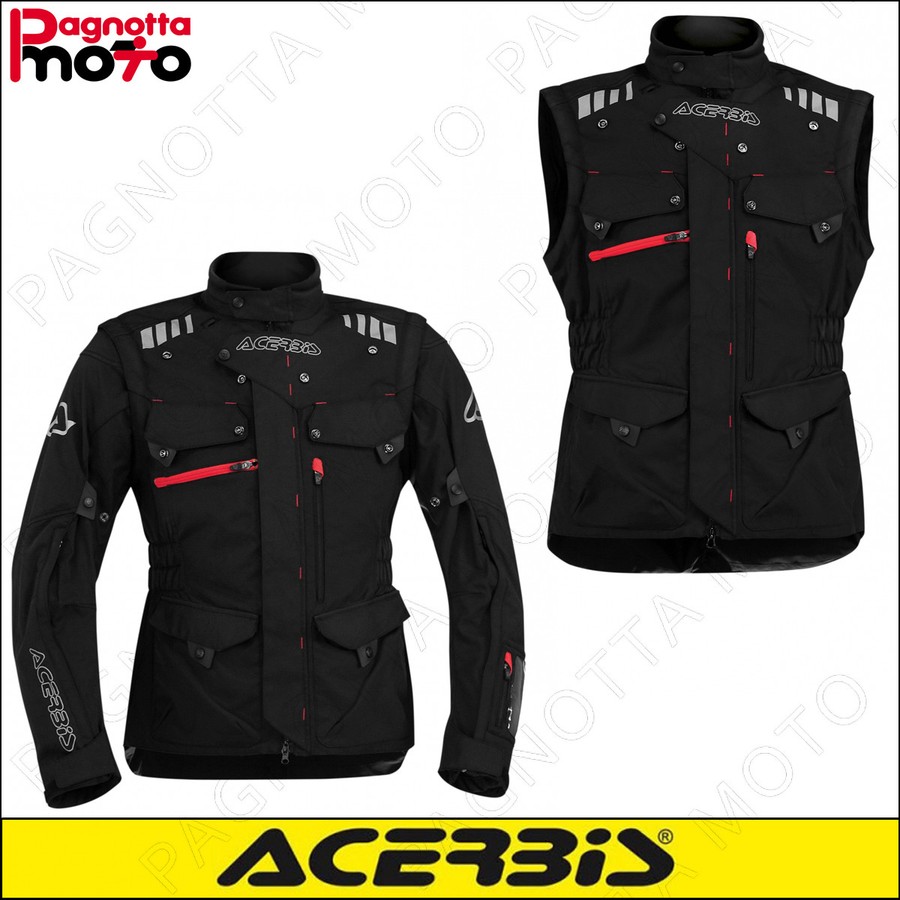 RIVENDITORE ACERBIS BOLLATE MILANO , GIACCA GIUBBINO ACERBIS ADVENTURE  JACKET CON PROTEZIONI OMOLOGATI NERO BOLLATE MILANO - Pagnotta moto srl