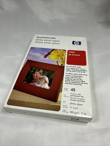 Premium Plus HP High Gloss Inkjet 4x6 Papier fotograficzny -45 arkuszy Nowy -Czytaj - Zdjęcie 2 z 4
