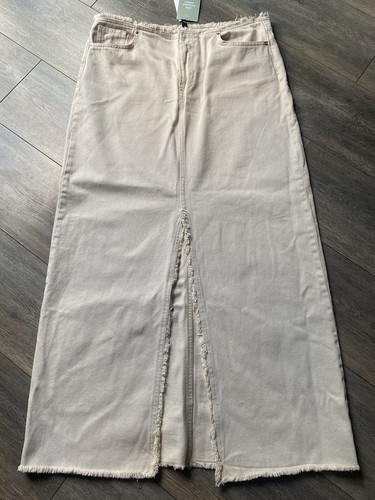 H&M Maxi Denim Skirt Cotton Cream Off White Long On Trend 14 16 44 New - Picture 4 of 24
