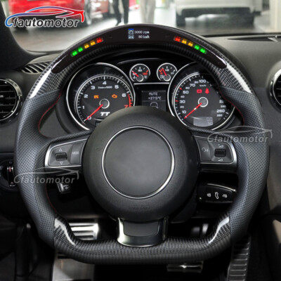 Real Carbon Fiber LED Perforated Steering Wheel Fits 2010+ Audi R8 TT SQ5 
