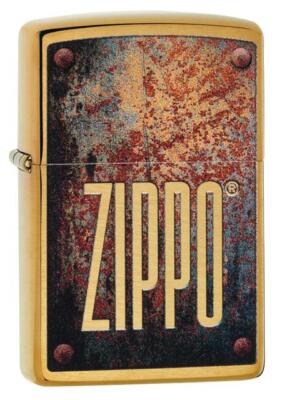 ZIPPO 29879 Rusty Plate Brushed Brass NEW in box Windproof Lighter