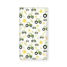 Green Tractor Farm Fitted Crib Sheet Yellow Sun and Rice Crops Standard Crib ...