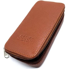 Parker Leather Zippered Travel Case for Safety Razor & Double Edge Blades