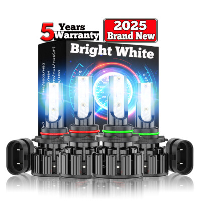 Kit De 4 Bombillas LED Para Honda Civic 2006-2011, HB3 9005 Y HB4 9006, Luz Blanca 6000K, Alta Y Baja