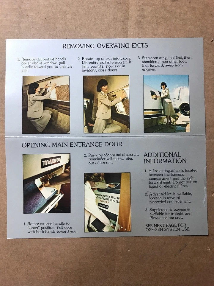 Tarjeta informativa de seguridad/información de pasajeros Sabreliner 75A (modelo Sabre 80) Foto 2 de 4
