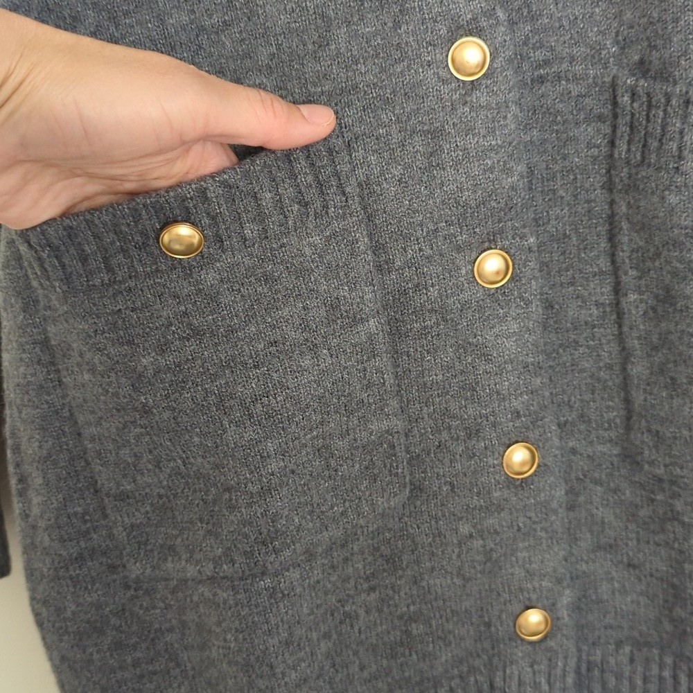 ZARA WOMAN GRAY KNIT POCKET MINI DRESS Gold buttons Long sleeves 3920/031 S  NWT | eBay