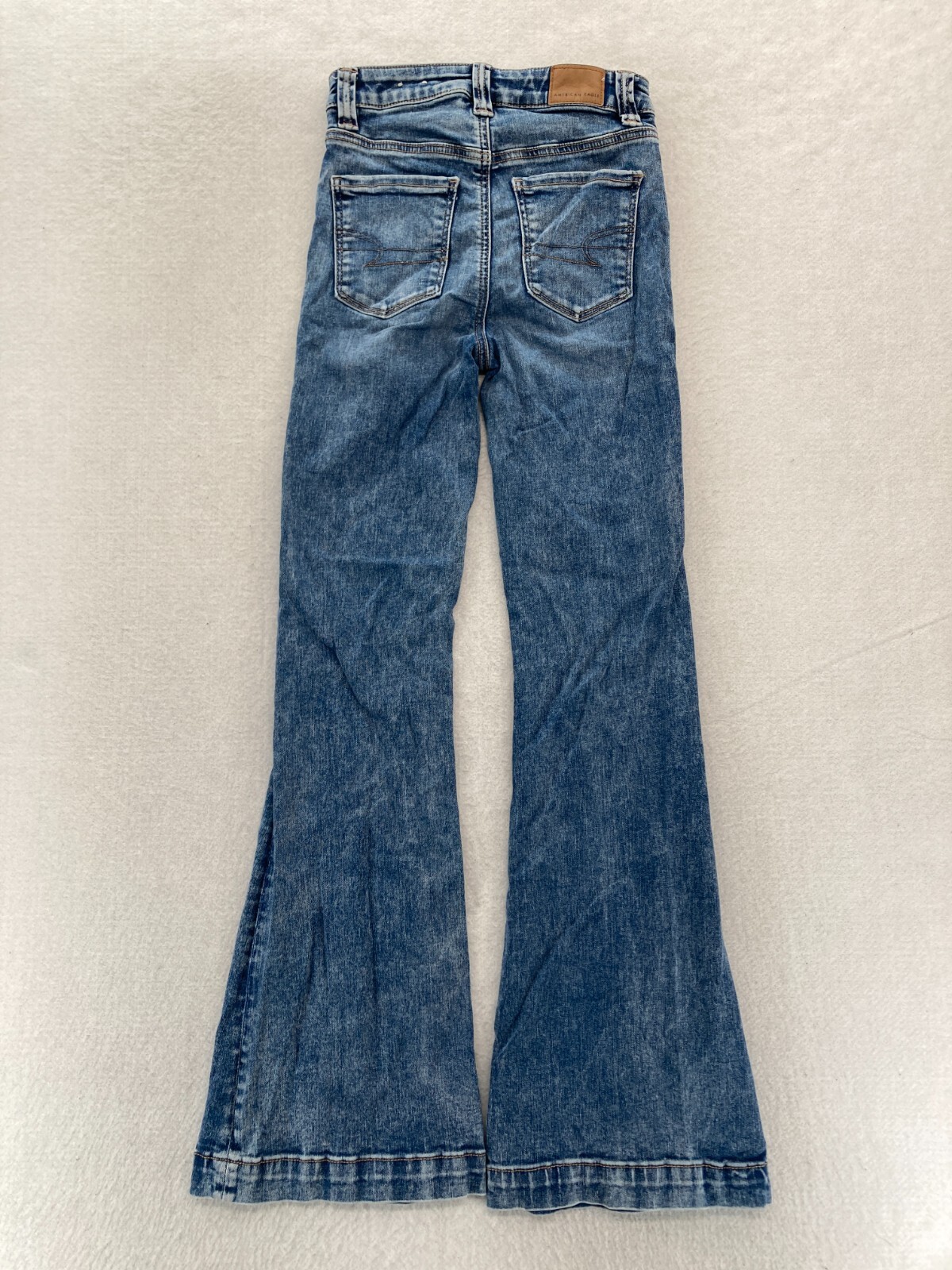 American Eagle Jeans Women's 0 Flared Leg Medium Blue Stretch Denim High Rise