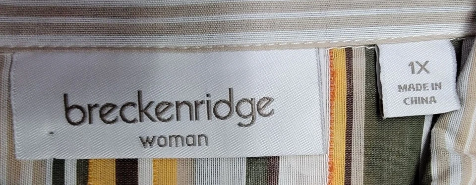 Camisa Top Blusa Breckenridge Mujer Talla 1X Multicolor Rayas NUEVA Foto 2 de 4