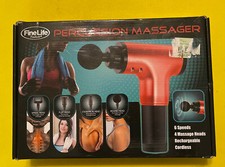 FineLife Percussion Massager Muscle Rehabilitation Gun 6 Speeds 4 Heads RED   25