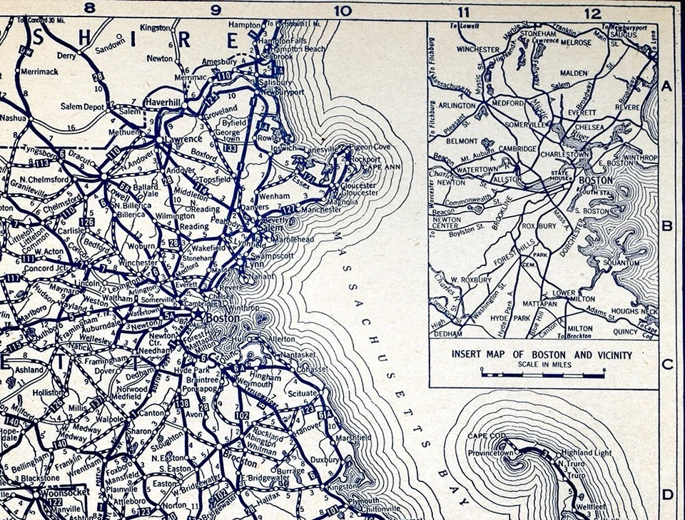 Mapa de ruta Clason 1926 Massachusetts Connecticut Rhode Island Boston Long Island Foto 2 de 4