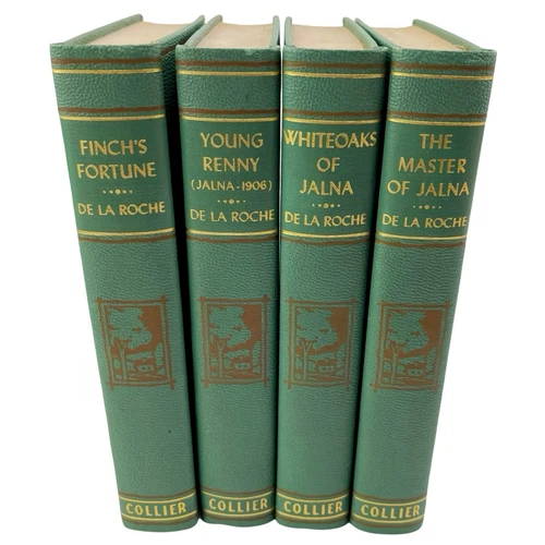 Antique Vintage Mazo De La Roche Book Set of 4 Hardcover Library Staging Green