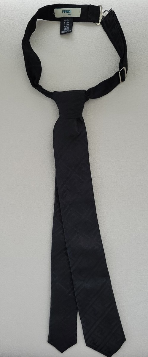 FENDIキッズ　ネクタイ NWT NEW Fendi Kids Black FF logo adjustable silk neck tie