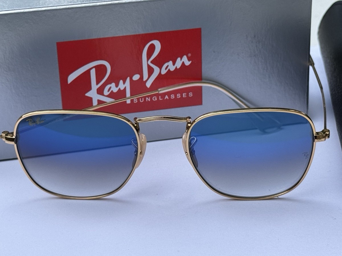 Gulf ファンミ Blu-ray NEW Ray-Ban RB3857 9196/3F FRANK Gold with Gradient Blue