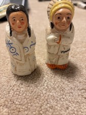 Vintage Native American Salt and Pepper Shakers Plymouth MA Hand Painted