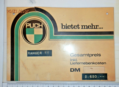 Puch Mofa Moped KKR Motorrad Verkaufsschild !