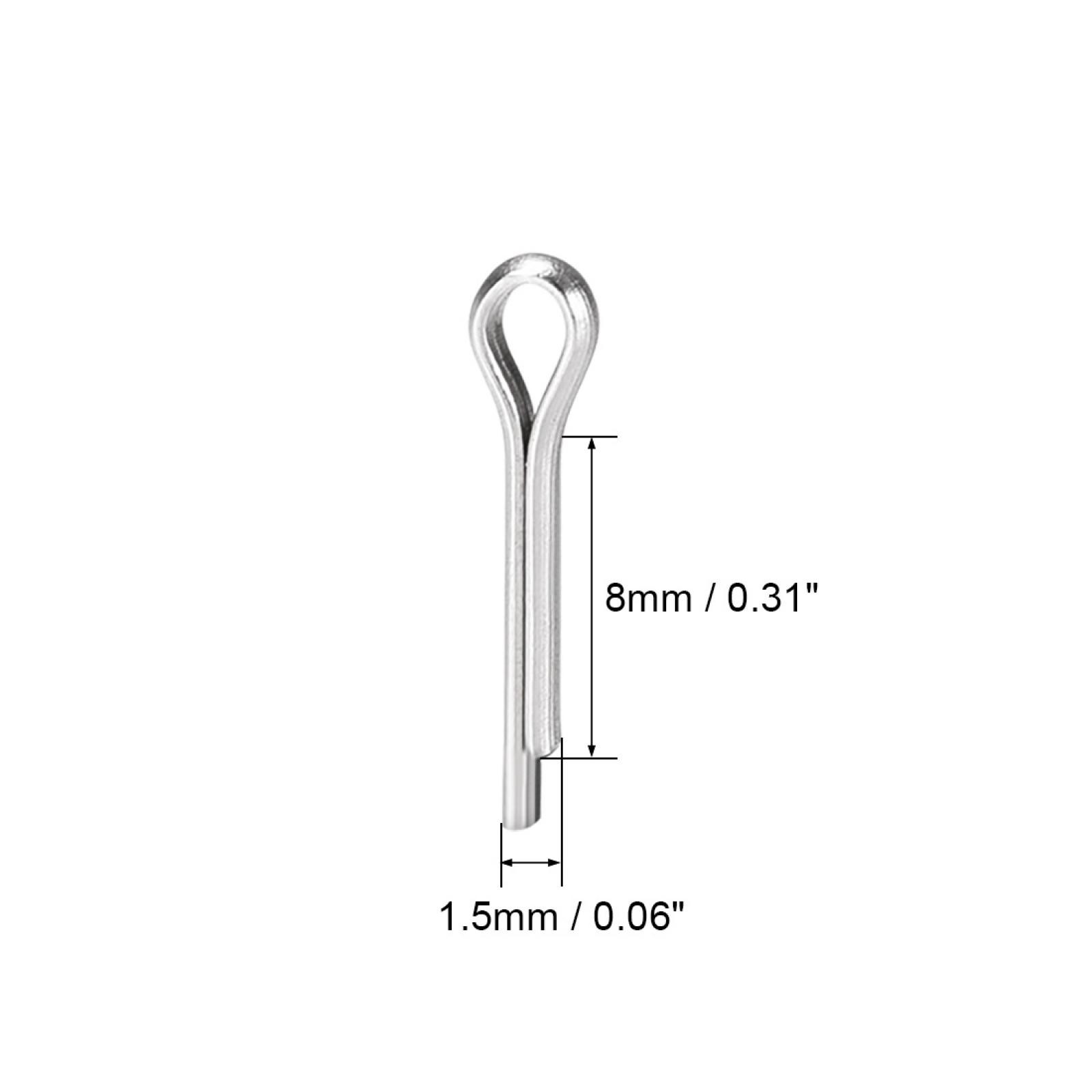 Split Cotter Pin - 1.5mm x 8mm 304 Stainless Steel 2-Prongs Silver Tone 60Pcs