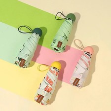 Six Bones Capsule Fruit Vinyl Clear Folding Pocket UV Protection Mini Sun Shade