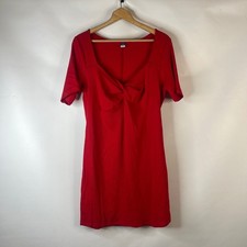 Old Navy Dress Women 2X Red Twist Front Ribbed Sweetheart Neck Short Sleeve