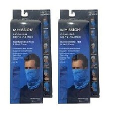 MISSION Cooling NECK Gaiter BLACK Face Neck Cover 108007 LOT OF 2