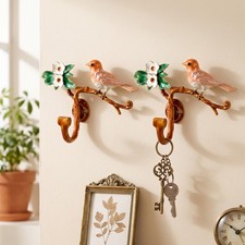 2 Pcs Vintage Bird Shaped Decorative Wall Hooks Coat Hanging Rack