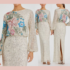 NWT Mac Duggal [ 14 ] 5615 Embellished Multicolor Floral High Neck Gown S1784