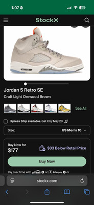 Jordan Air Jordan 5 Retro SE Craft Light Orewood Brown Suede High Top FD9222-180