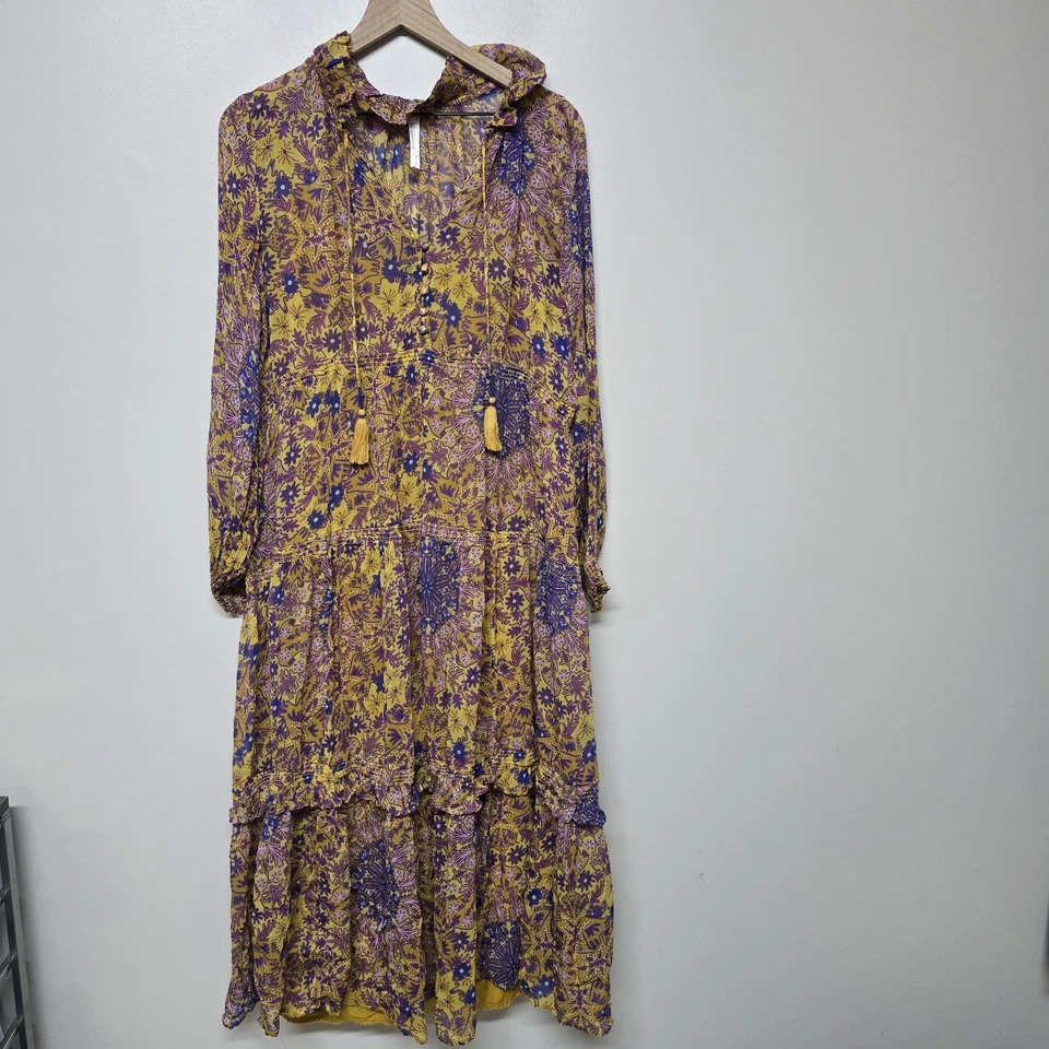 Maxi Vestido Anthropologie The Marais Estampado Gasa Floral Talla L  Foto 2 de 4