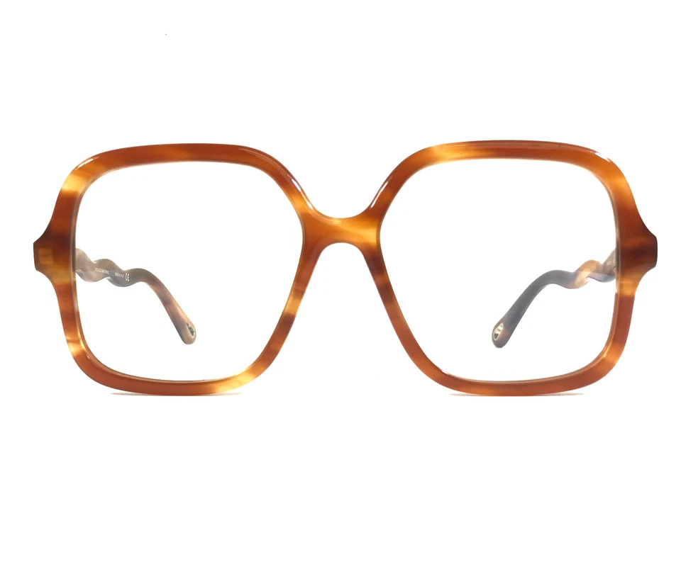 Chloe Eyeglasses Frames CH0091S 001 Striped Brown Oversized Square 54-16-145 - Image 2 of 4
