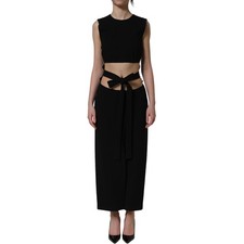 DOLCE & GABBANA Dress Black Cut Out Detail Sleeveless Maxi IT38/US4/XS 2180usd