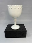 VTG Indiana White Large Milk Glass Footed Tear Drop Compote Goblet Chalice 7"