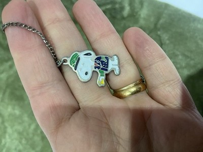 Vintage 1980s Matching Snoopy Necklace Pendant and ring includes chain BL11